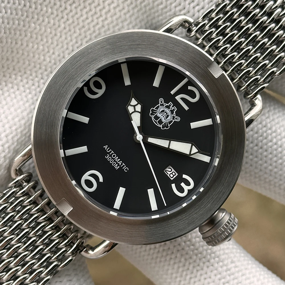 Steeldive 2025 Horloge SD1912 Oversize 47 MM Geborstelde Kast met Draaibare Bezel Saffierglas Automatisch 3000M Waterdicht Horloge Heren