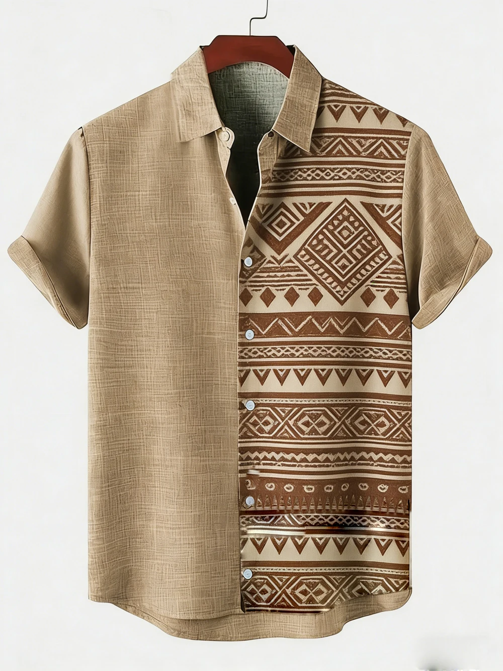 

Men's Short Shirt Ethnic Totem Natural High-definition Printing Hawaiian Casual Black Shirt Business Casual Men's Fast Shipping