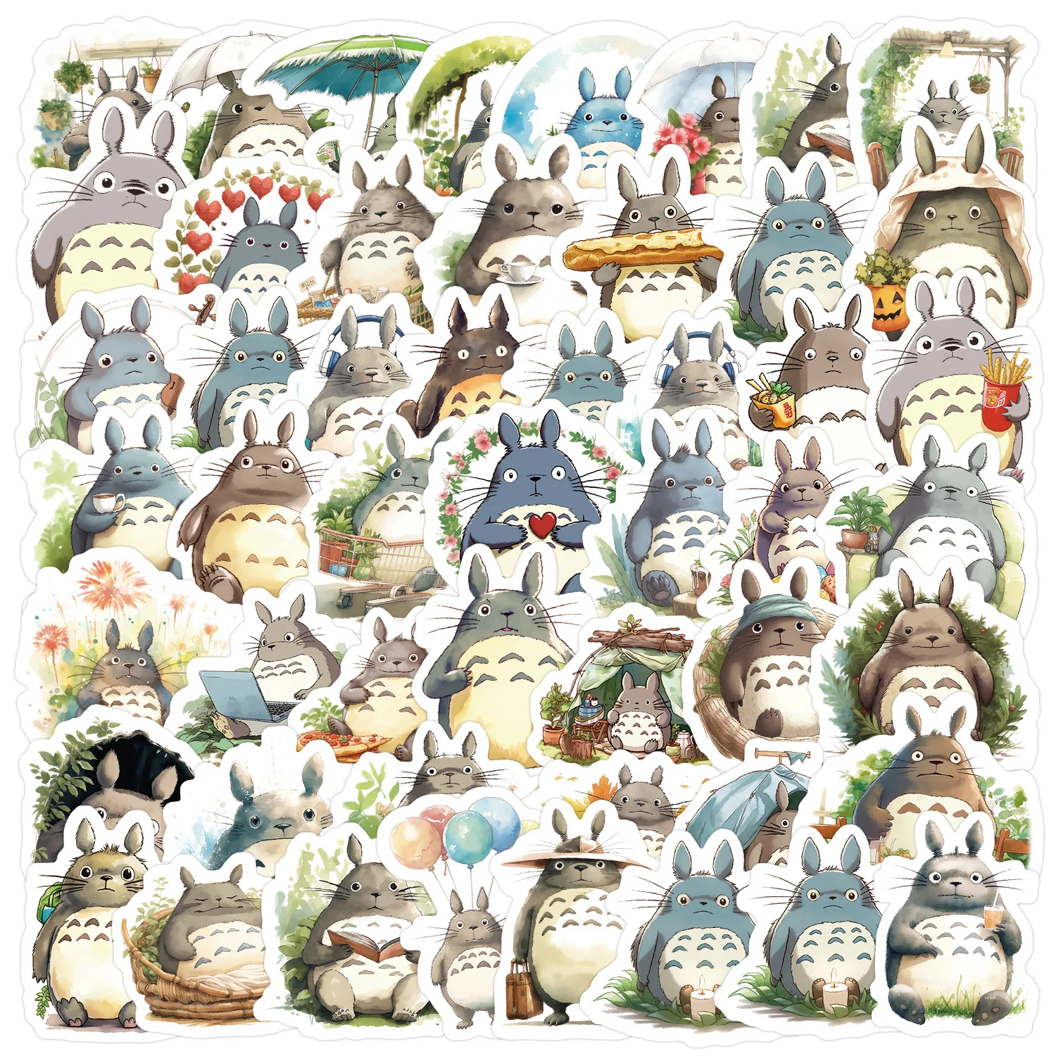 50Pcs/Pack Anime Kawaii Miyazaki Totoro Stickers DIY Anime Figure Image Toys Sticker