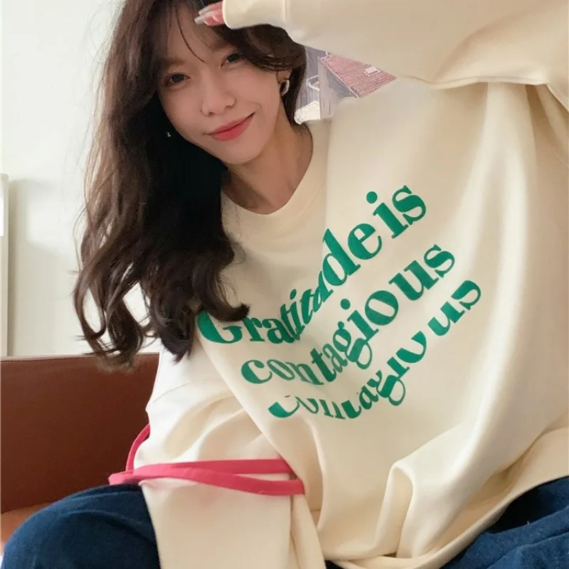 Letter Printed Hoodie Women Fashion Korean Thicken Hooded Sweatshirts Woman Y2K Streetwear Loose Hoodies