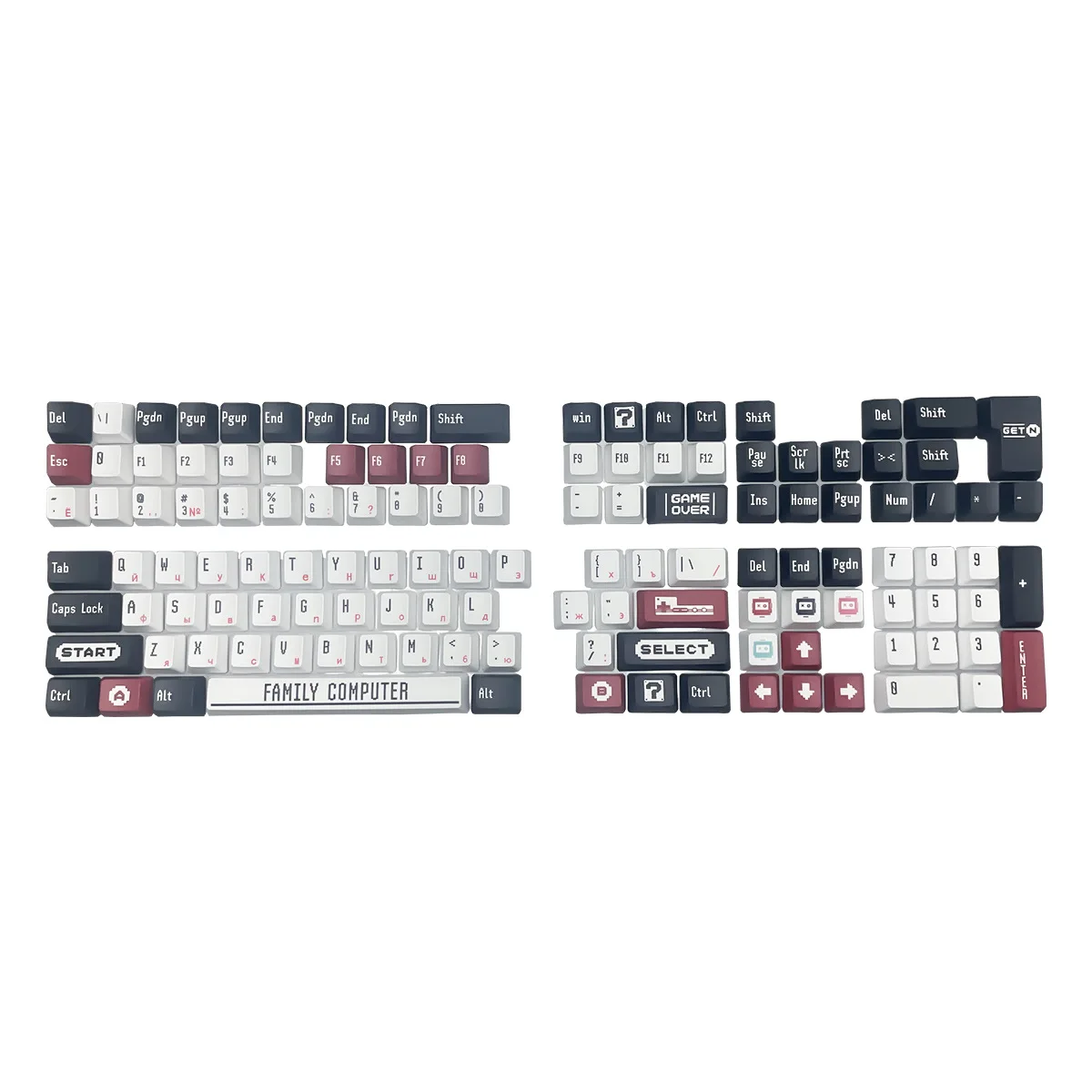 

128-клавишные русские колпачки для клавиш Семейный компьютер XDA OEM Высота PBT Сублимационная краска для механической клавиатуры AULA F75 Ajazz Игровой ПК Ajazz