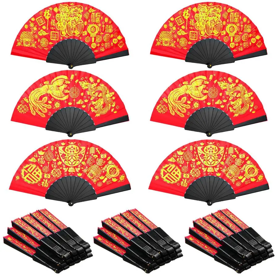 

Шт. Складной ручной веер на китайский Новый год, объемный китайский тканевый складной веер ручной работы, подарок для азиатского лунного новогоднего свадебного фестиваля