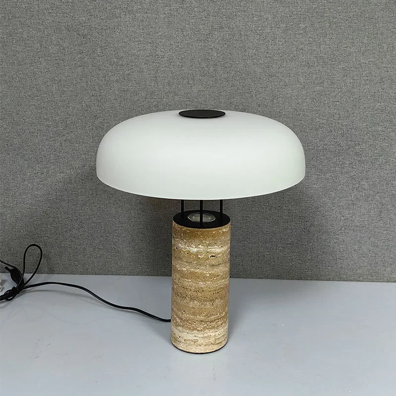 Nordic minimalist stone table, living room, study, bedside lamp, mushroom glass, decorative art