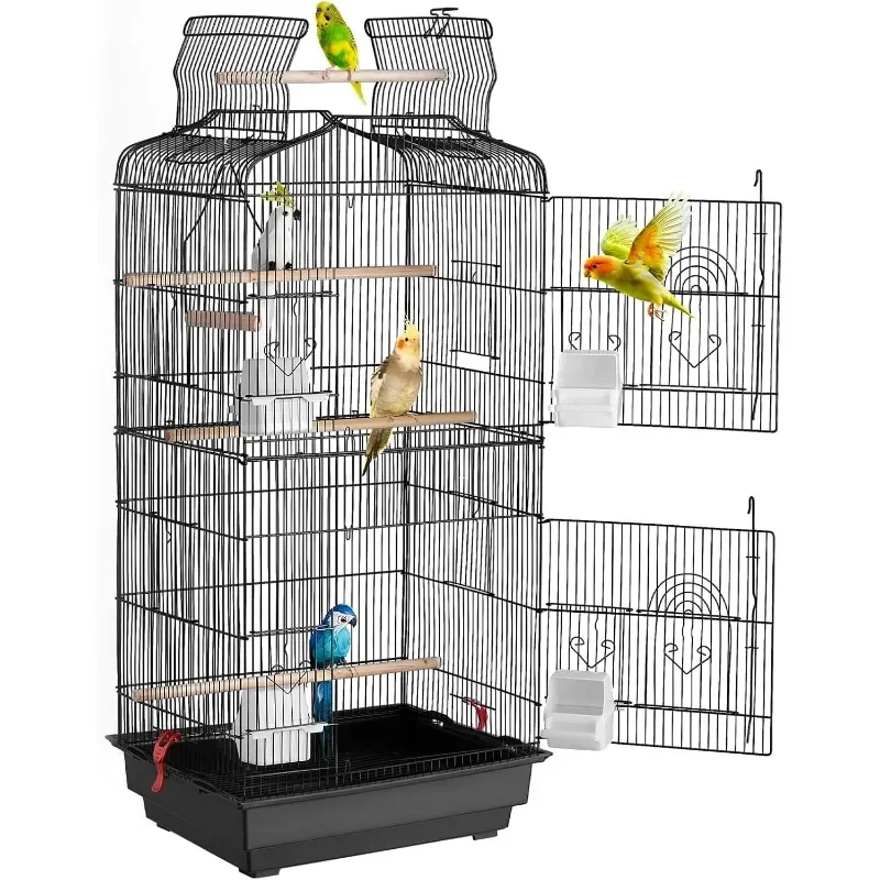 41 นิ้วเปิดขนาดใหญ่ Parrot Bird Cage, แขวนกรงนกสําหรับ Parakeets Finches Canaries Lovebirds Cockatiels Budgies