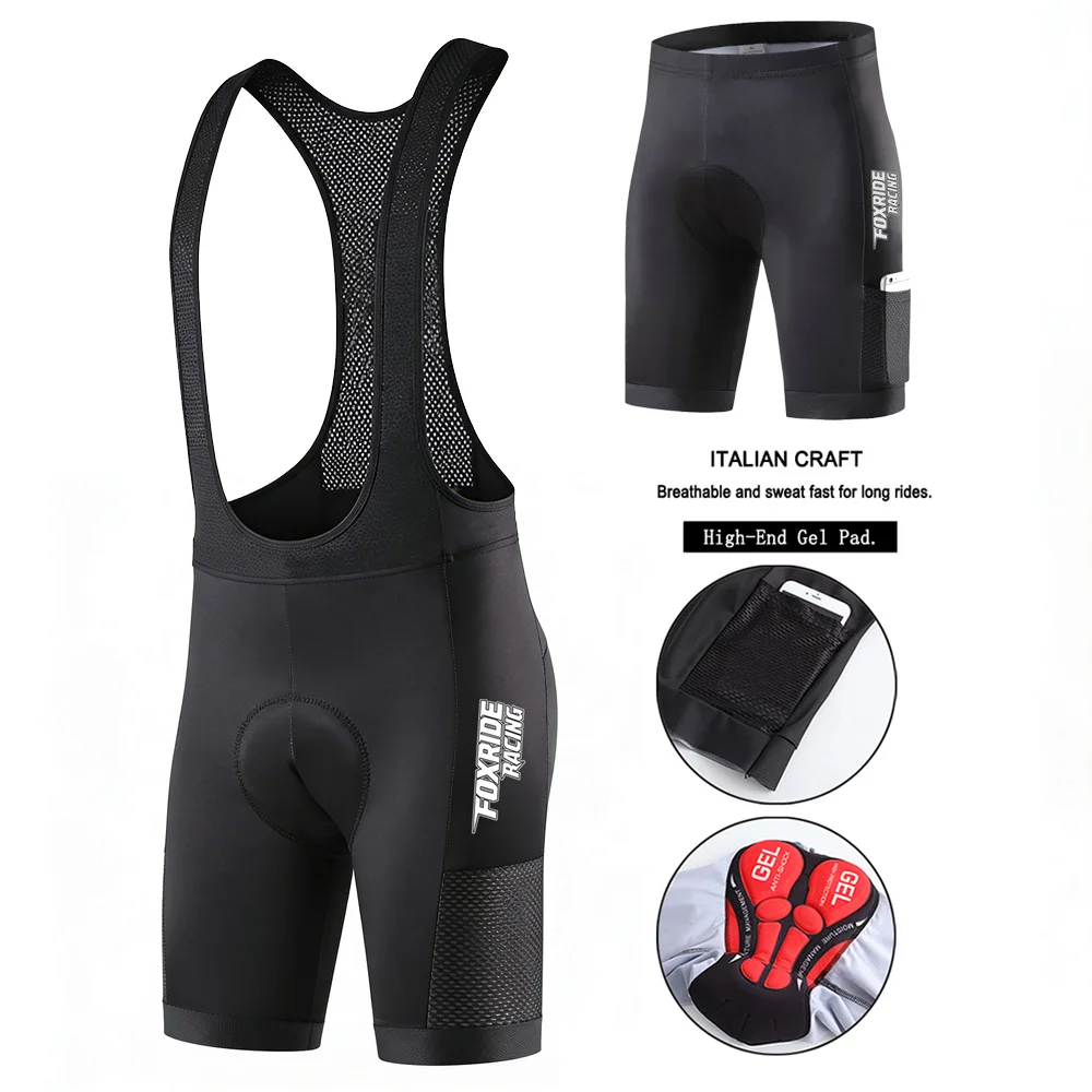 Calças Ciclismo Masculinas Acolchoadas FOXRIDE RACING com Bolsos para Ciclismo MTB - Culotes Ciclismo Hombre