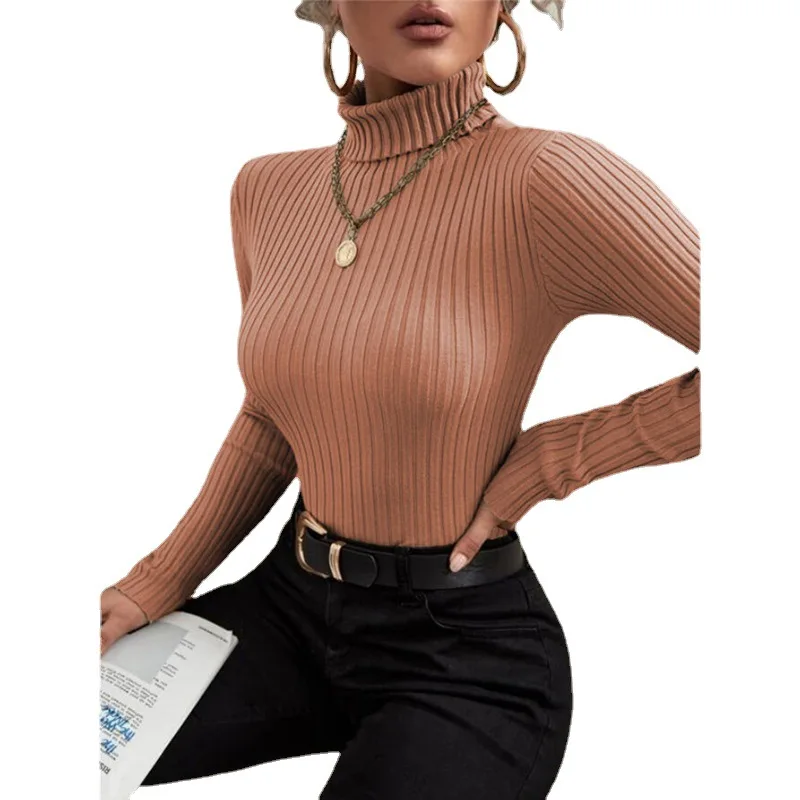 

Women's High Collar Knitted Sweater Slim Fit Korean Sle Commute Faion Cotton Blend Fiber Long Sve Warmth Heating