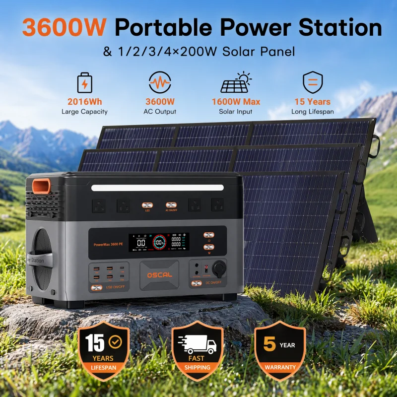 OSCAL Portable Power Station with Solar Panels