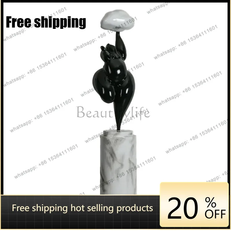LS Creative Human Figure Sculpture Floor Lamp Cloud Abstract Style Chubby Girl Figure Ornament Decoration