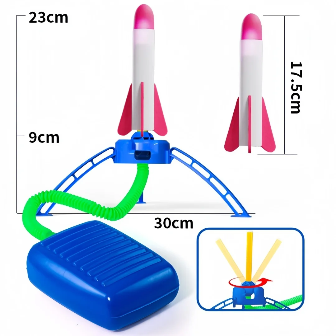 Lanzador de cohetes de aire accionado con el pie, con cohetes de espuma, apto para jugar en interiores y exteriores.