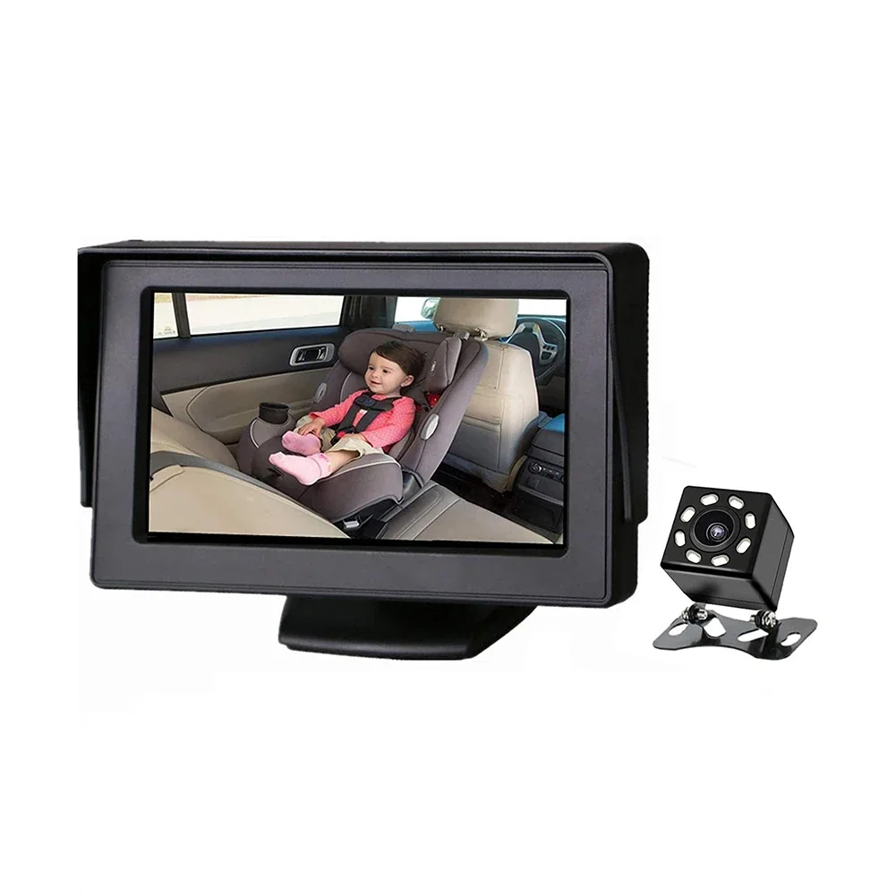 Infant Rear 4.3 Inch Folding Display View Camera 8 LED Infrared Night Vision Baby Car Mirror Waterproof Easy Installation Baby