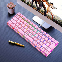 pink V700 RGB light 61 key wired gaming keyboard suitable for laptops computer pc ABS material Portable keyboard