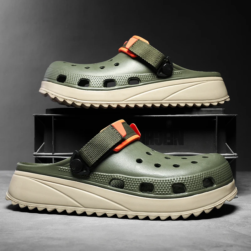 

Casual Clogs Men 2026 New Trendy Summer Beach Sandals for Men Thick-bottom EVA Garden Shoes Closed-toe Fashion Slippers for Men