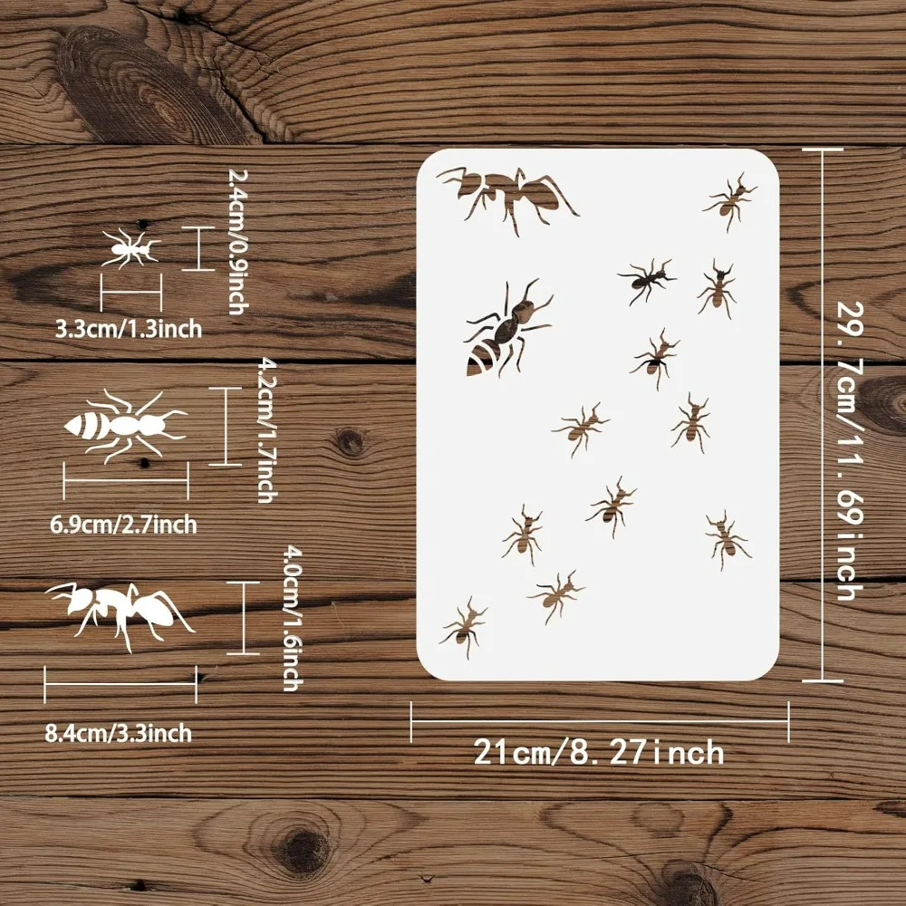 Trailing Ants Stencil 11.7x8.3 inch Hollow Out Ant Colony Drawing Stencils Reusable Plastic Animal Theme Stencil Coloring Decor