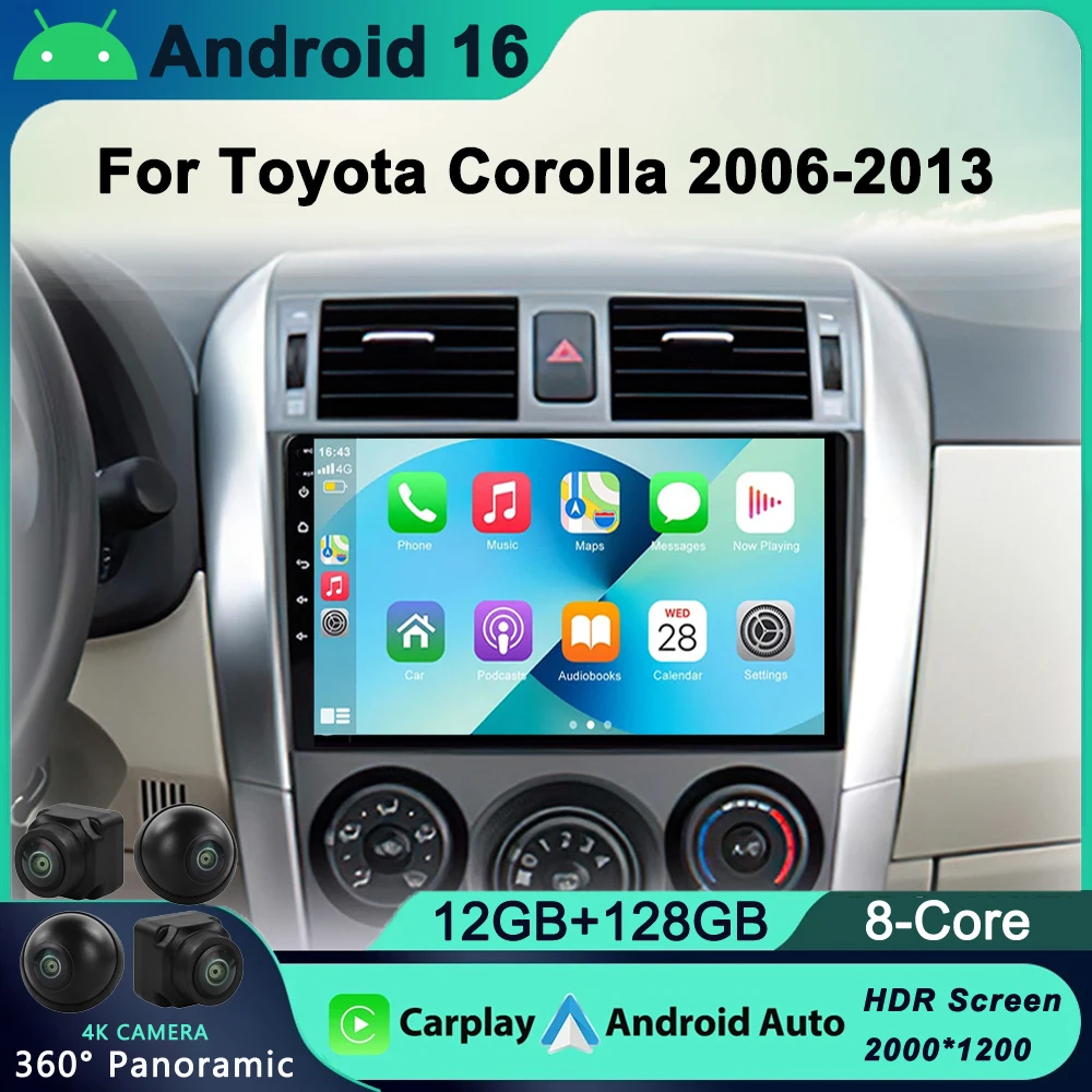 

9" Android Car Stereo Radio for Toyota Corolla E140/150 2007 2008 2009 2010 2011 2012 2013 Multimedia Player 2 Din DVD Speakers