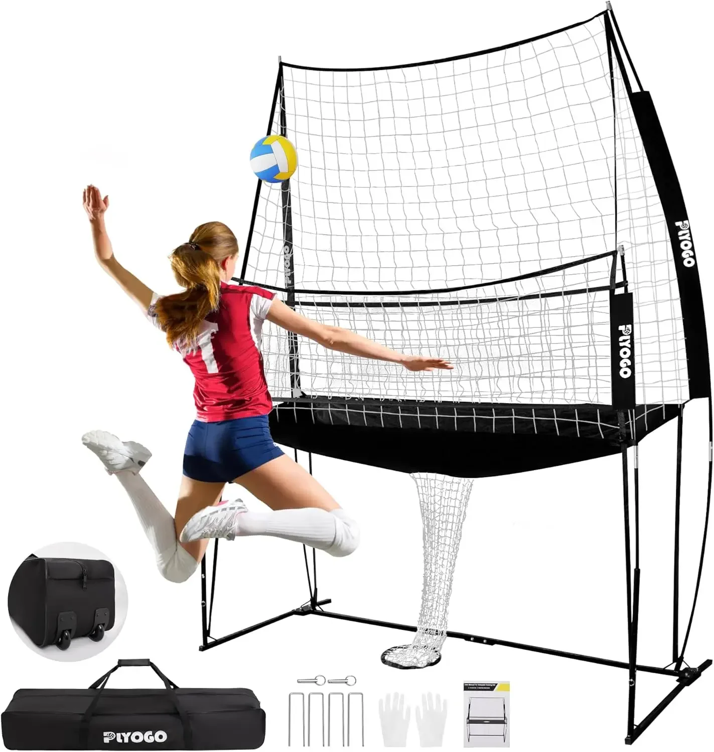 Training Equipment Net, Adjustable Volleyball Practice Net Station | Great for Hitting and Serving Drills, Ideal for