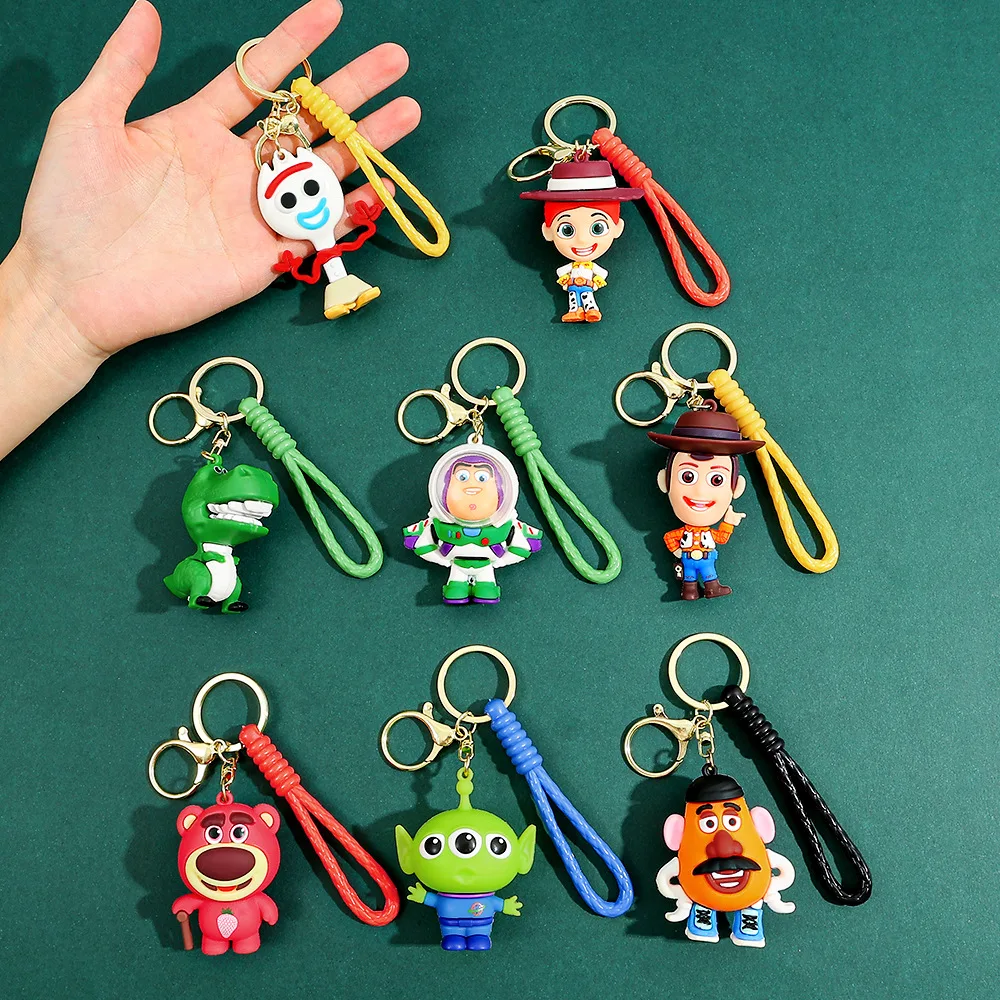 Hot Disney Toy Story Figure Keyring Woody Buzz Lightyear Jessie Doll Pendant Car Keychain Birthday Christmas Gift for Girls Kids - view 6