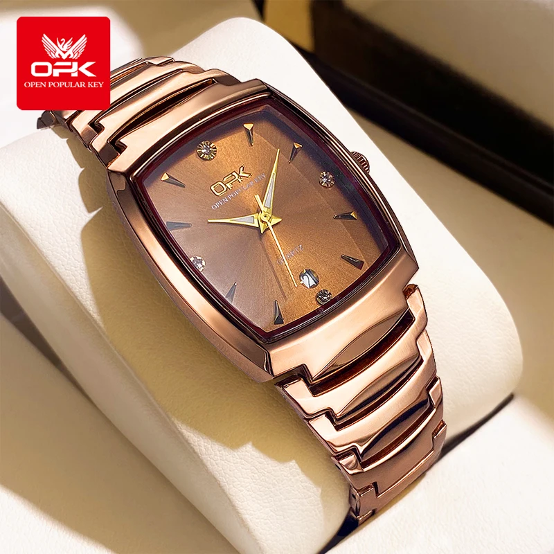 8112 OPK brand steel strip calendar three-pin men's quartz watch