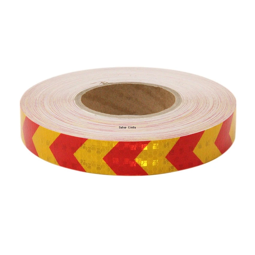 Arrow Reflective Tapes 1Inch*33FT Yellow-Red Waterproof Caution Safety Stickers Reflector Strips Conspicuity Hazard Warning Sign