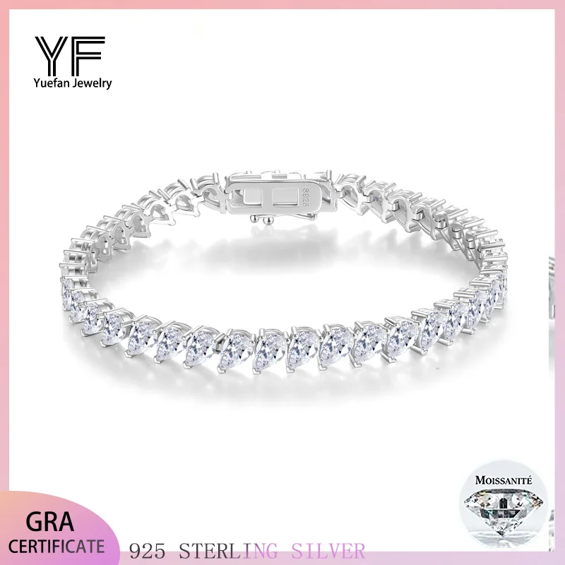 

S925 Silver Moissanite 2-6.5mm tennis bracelet electroplated 18k white exquisite fashion light luxury design women bracelet