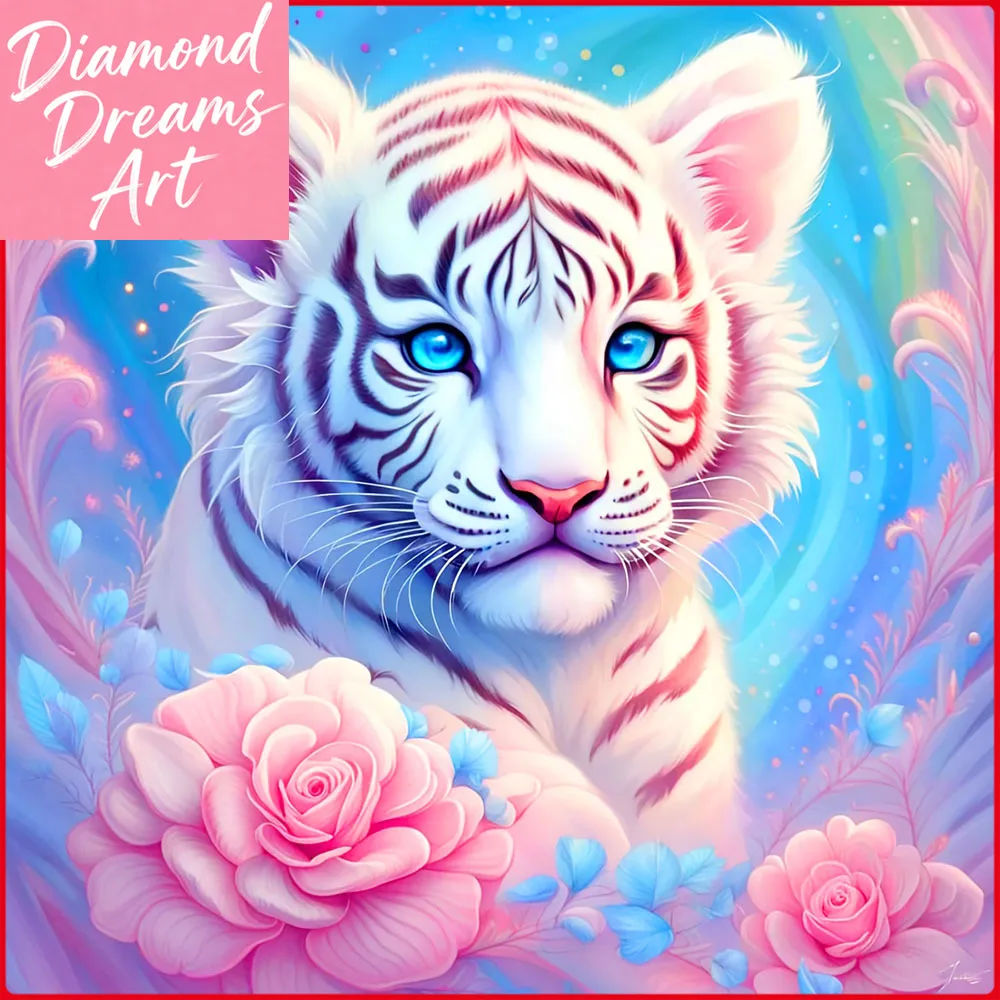 Rahmenlose Diamant-Malerei Tiger Blume Diamant-Mosaik Tier Neue Kollektion 2025 Wanddekoration