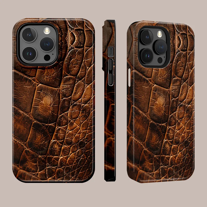 

Suitable for iPhone 16 Promax Phone Case 15 2-in-1 Double-layer 14 13 Animal Leather Texture 12 11 XR All-round Protective Cover