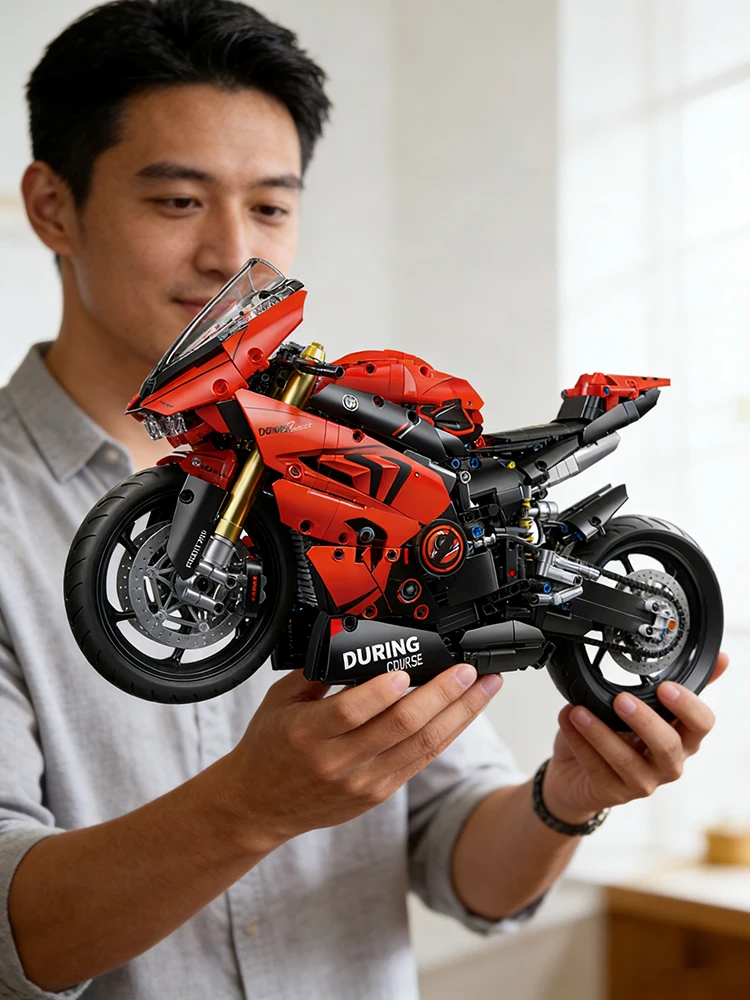 2000 stuks Racing Motorcycle V4S Bouwstenen Set, 1:5 Sportwagen Model Kit, STEM Bricks Speelgoed voor Tieners Volwassenen, Cadeaus voor Jongens Meisjes - afbeelding 2