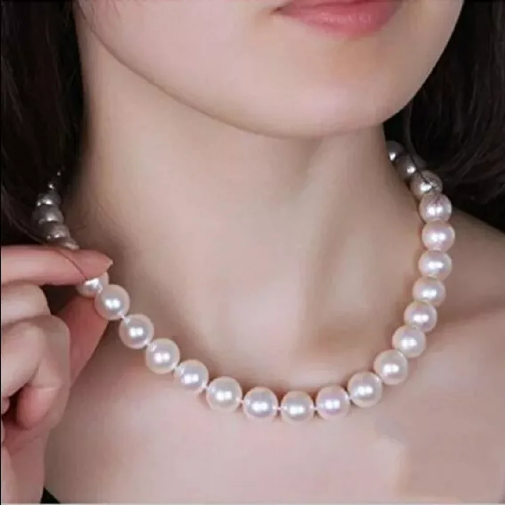 

Perfect AAA 9-10mm White Akoya Cultured Pearl Necklace 18/36inch 14K Necklace