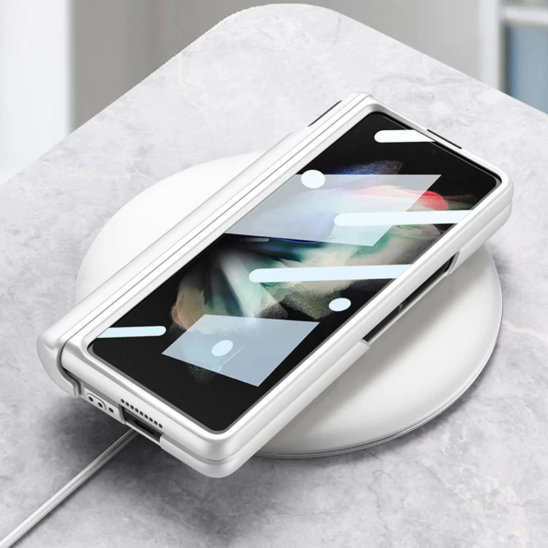 Etui z paskiem na nadgarstek i uchwytem na rysik do Samsung Galaxy Z Fold 7 6 5 4 3, z szklanym szkłem na ekran i przegródką na rysik, twarde etui. — zdjęcie produktu 6
