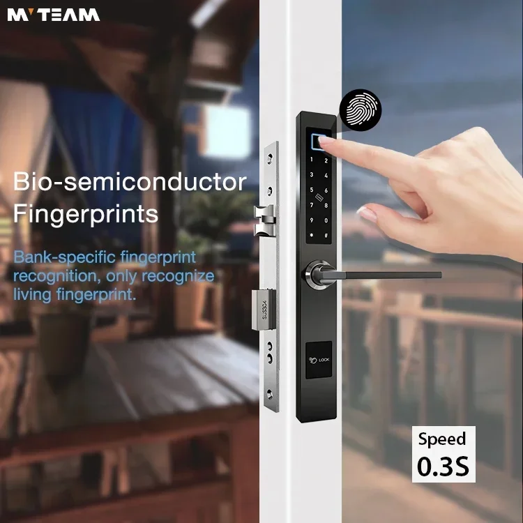 Aluminum Sliding Door Handle Waterproof Smart WIFI  TTlock BLE Remotely Management Lock Door Outdoor  With Pad Screen