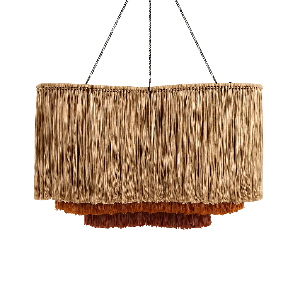 #￥Bohemian MacramePolyester Chandelier Lighting Home Living Room Hotel Lobby Art Deco Diwali Wedding Birthday Anniversary Easter