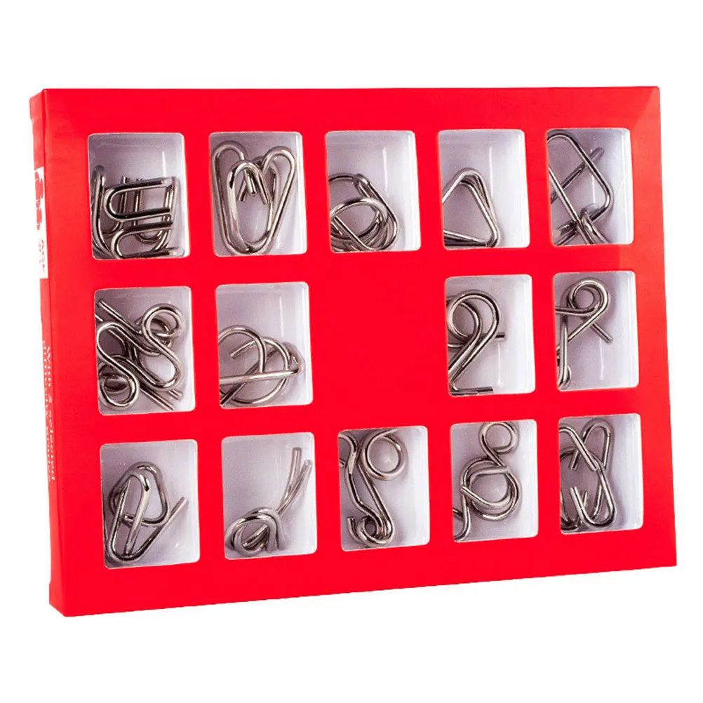 

Набор из 15 китайских головоломок-кольцев (Nine Ring Puzzle) — развивающая игра-головоломка для тренировки интеллекта, подарок, набор IQ-головоломок