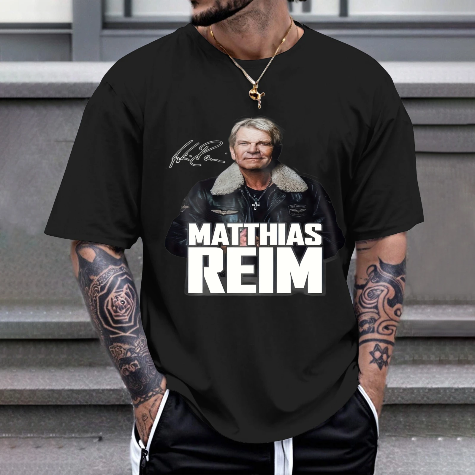 Herren-T-Shirt mit Matthias-Reim-Porträt-Grafik, perfekt für Freizeitkleidung, Partys und Karneval-Outfits