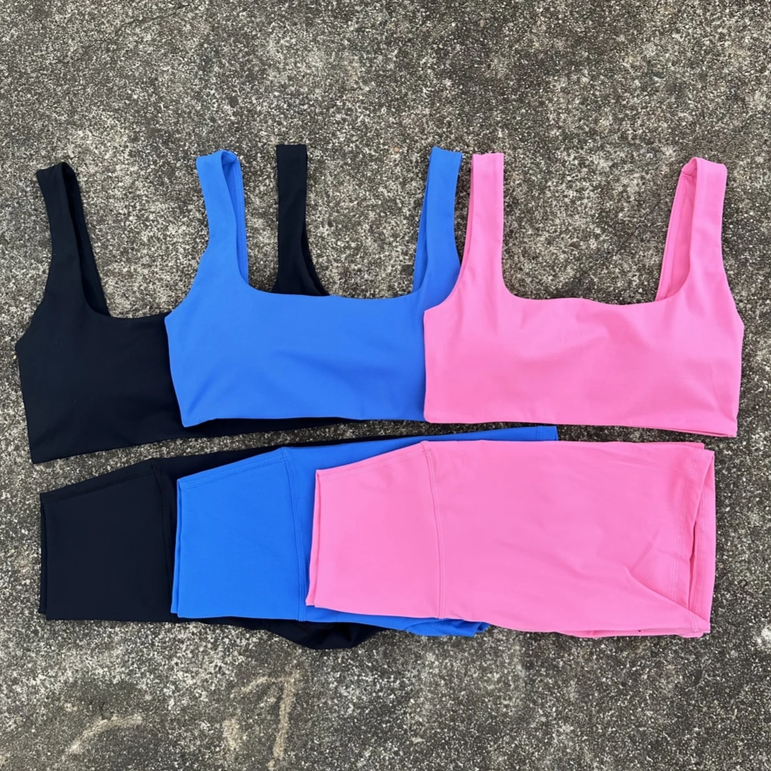Solid Color High Waist Sport Yoga Short Leggings 2pc Soft Women Gym Yoga Set Sexy Back Hollow Out Gym Bra Sportwear Workout Wear
