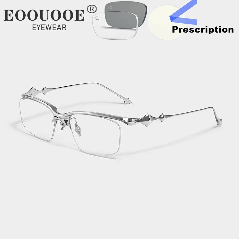 High Quality Kro02 Pure Titanium Half Frame Female Men Futuristic Starry Sky design Glasses Prescription  Myopia Anti Blue Light
