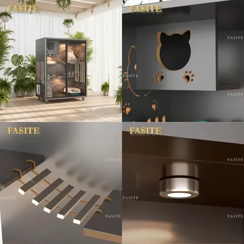 For Cat Villa Luxury Modern Multi-functional Spacious Multi-layer Breathable Design with Lights and Doors