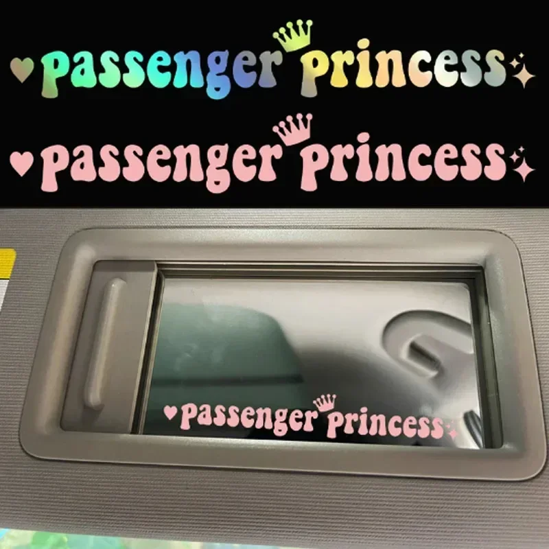 1PC Creative Passenger Princess Mirror Crown Car Decal Cute Car Vinyl Funny Art Sticker Decal Decor Car Interior