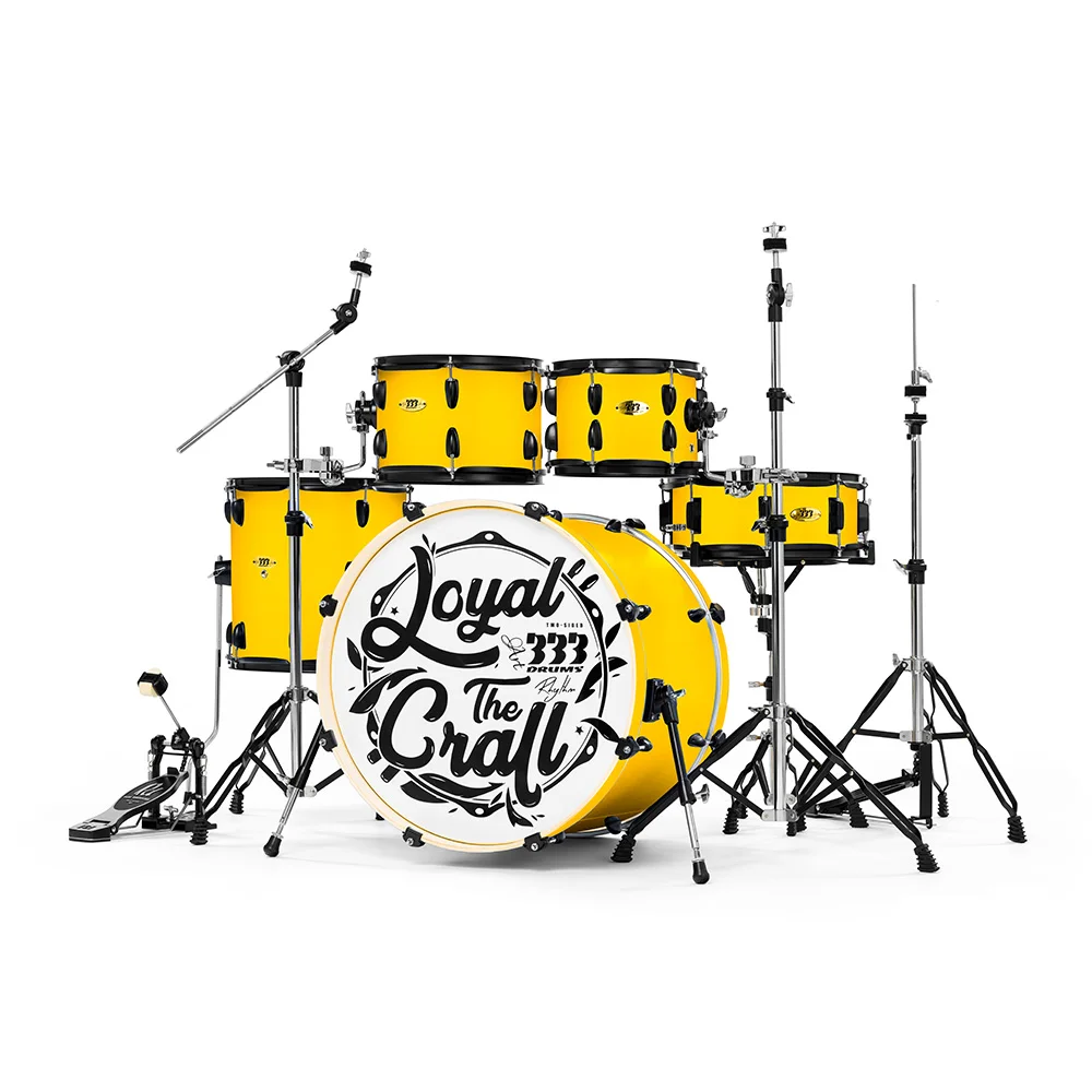 

Jazz Drum Set 5-Pc Double Layer-Hybrid Poplar/PVC W/ Noise-Reduction Mesh Heads for Studio & Stage Factory Direct