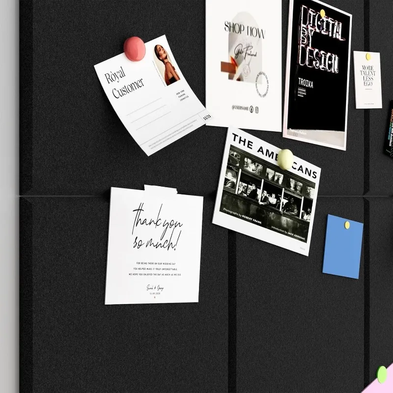 Grande bacheca in sughero per parete 48 x 36 piastrelle autoadesive in feltro ideali per ufficio bacheca nera bacheca facile da installare