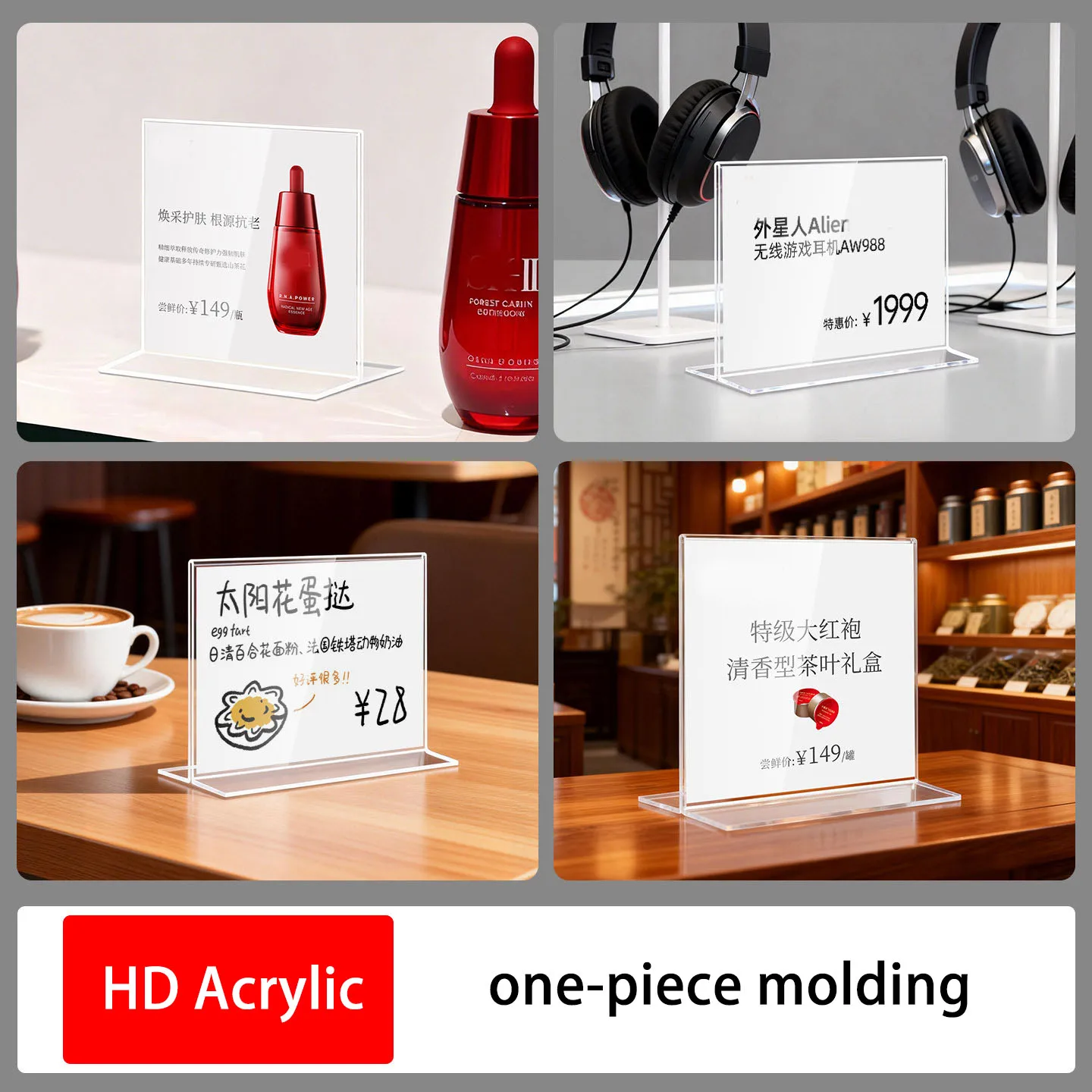 10pcs Acrylic Price Tag Label Holder Custom Transparent Display Stand for Supermarket Store Shelf Signage Sign Price Display
