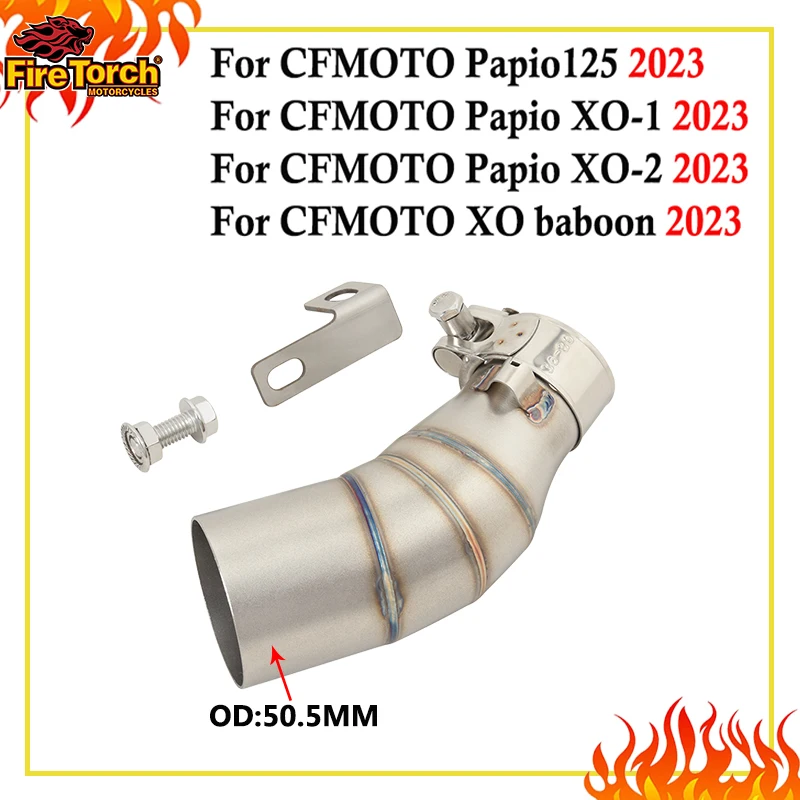 Motorrad-Auspuffanlagen 51MM Mittelrohr Espace Schalldämpfer Slip-On für CFMoto Papio125 XO-1 XO-2 XO Baboon 2023