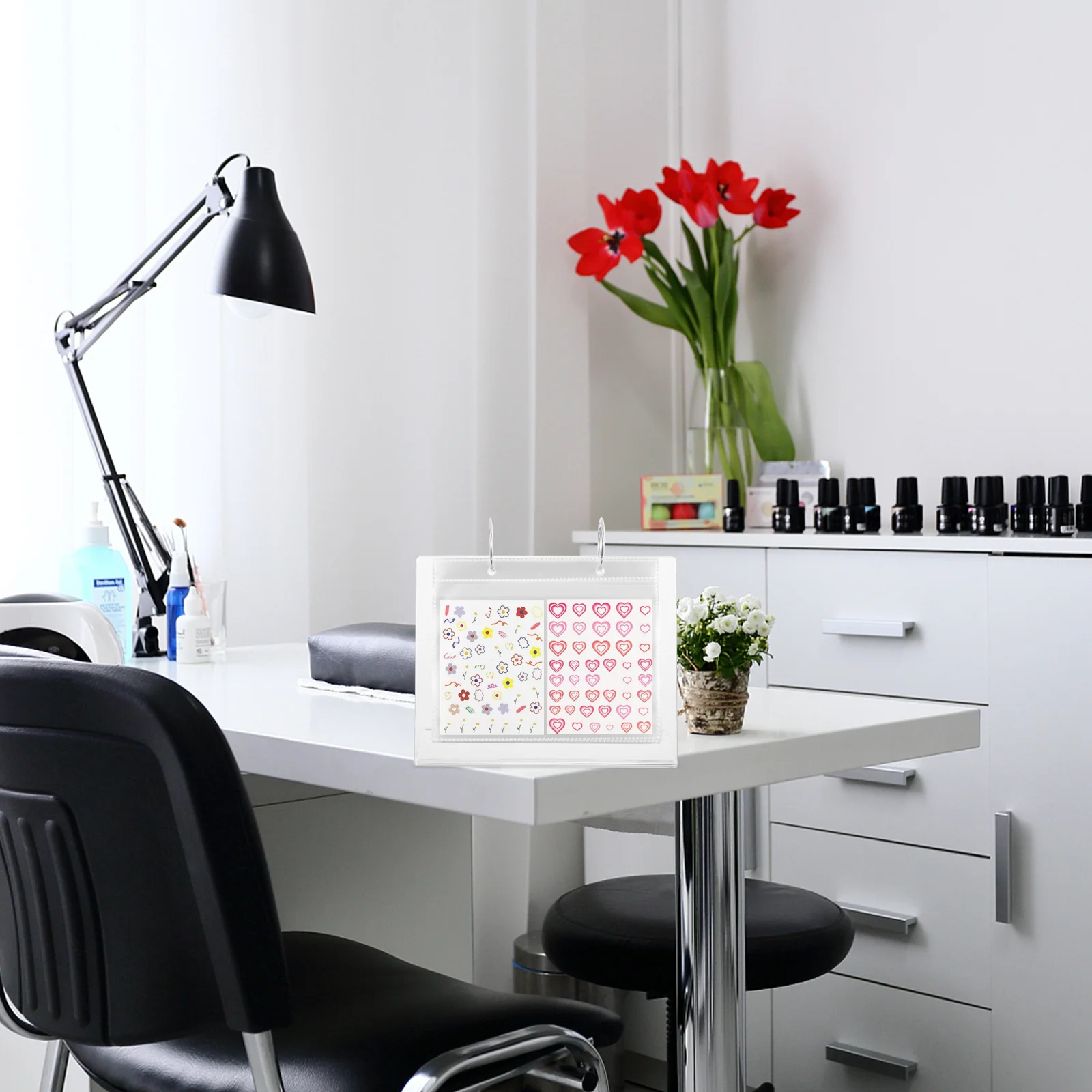 空のネイルステッカーアルバム収納ブック、デカールの収集やディスプレイ用、ステッカーホルダーオーガナイザー、アクリルクラフトディスプレイケース