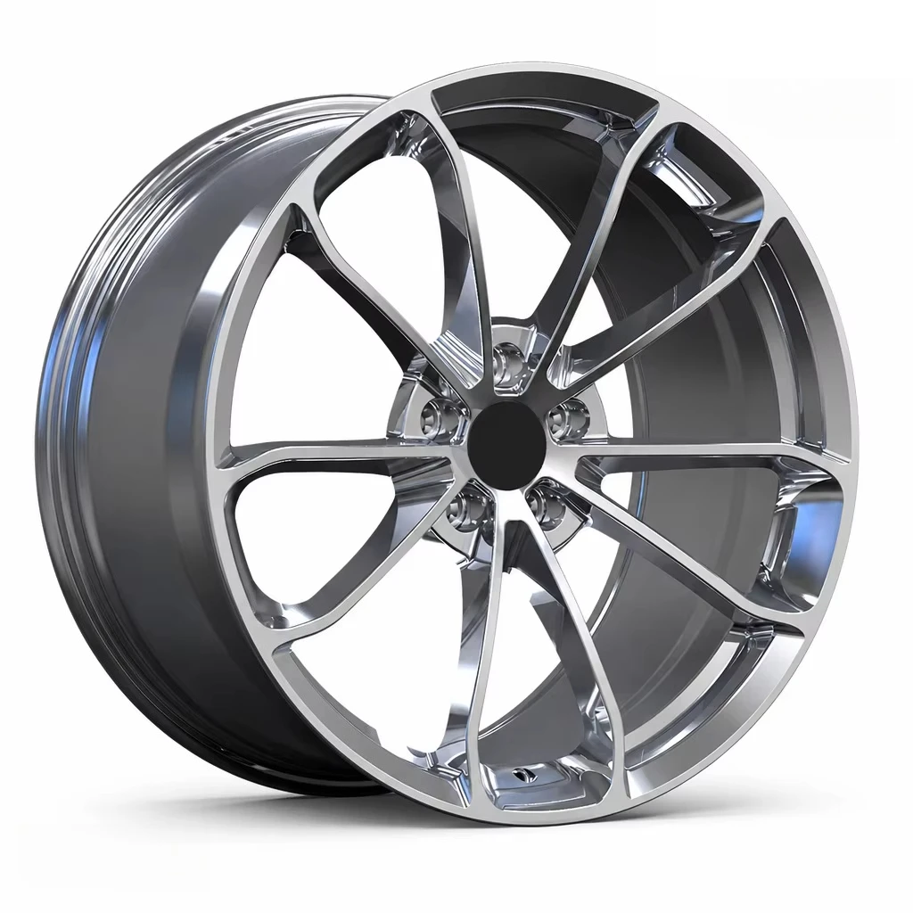 Forged Aluminium Alloy Wheel Hub Split V Spoke Chrome Polish Deep Dish DOT Certified Custom Made High End