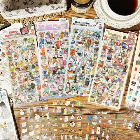 4 Sheet Cute Snack Stickers, Adorable Food Designs (Cookies, Candies) for Hand Account Decoration