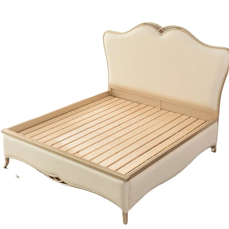 

French light luxury princess bed, light luxury leather double bed master bedroom