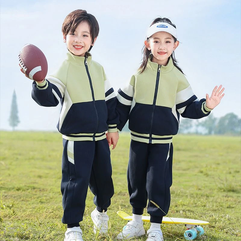 

Spring and Autumn Patchwork Casual Children's Sets 3-12Y Boys Girls Zipper Jacket Sports Pants Two Piece Set