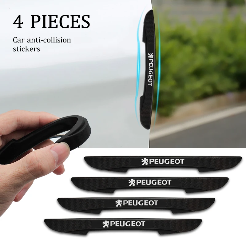 4 piezas de protectores adhesivos para bordes de puertas de coche, tiras anticolisión para Peugeot 106 107 307 308 206 207 208 2008 5008 GT, accesorio