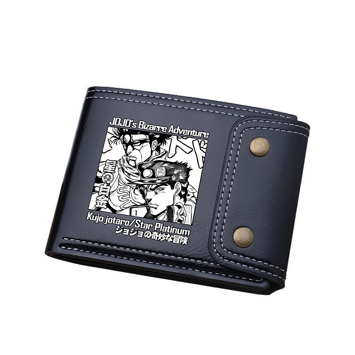 JoJo\'s Bizarre Adventure Anime Short Wallets Cartoon Kujō Jōtarō ID Card Holders Pu Leather Coins Purses Cartoon Money Bags