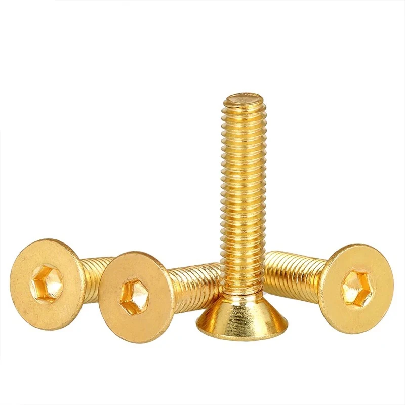 

1-50pcs M2-M10 Pure Brass Hex Socket Countersunk Head Screws / DIN7991 Flat Head Allen Bolts - Corrosion Resistant Hardware