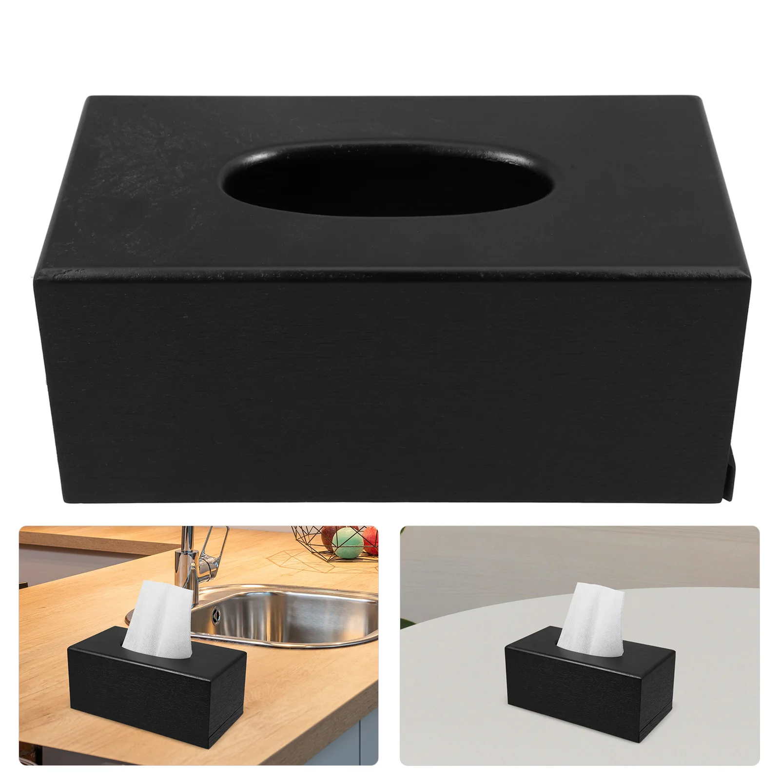 

Solid Wood Tissue Box Cover Rectangle Paper Napkin Holder Organizer Tea Color 23x12x10cm Home Hotel Decor
