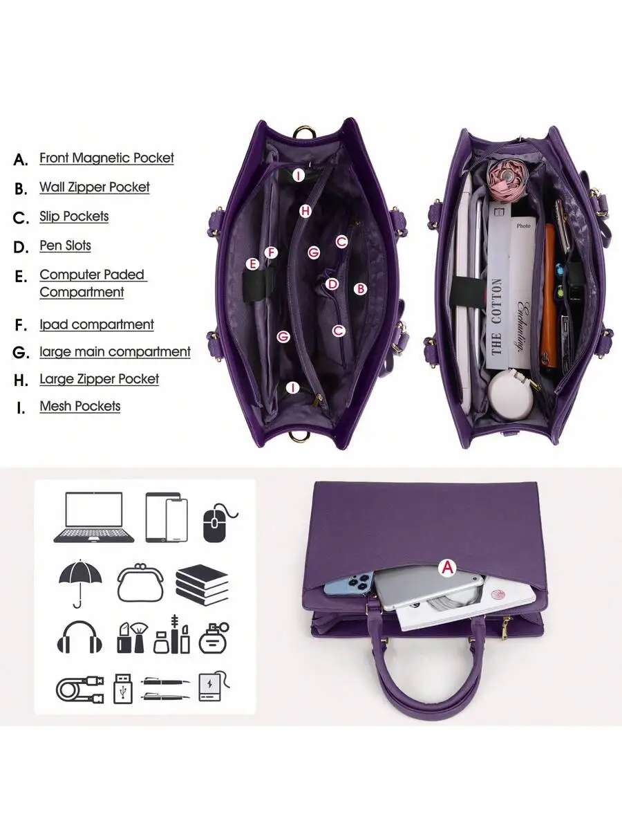 

Professional Laptop Tote Bag For Women 15.6 Inch Large Capacity Waterproof Business Handbag Shoulder Bag